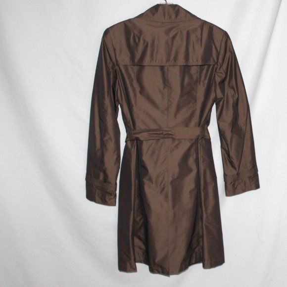 HOST PICK GALLERY Brown Iridescent Knee Length Lined Raincoat Women S NEW - Picture 5 of 6
